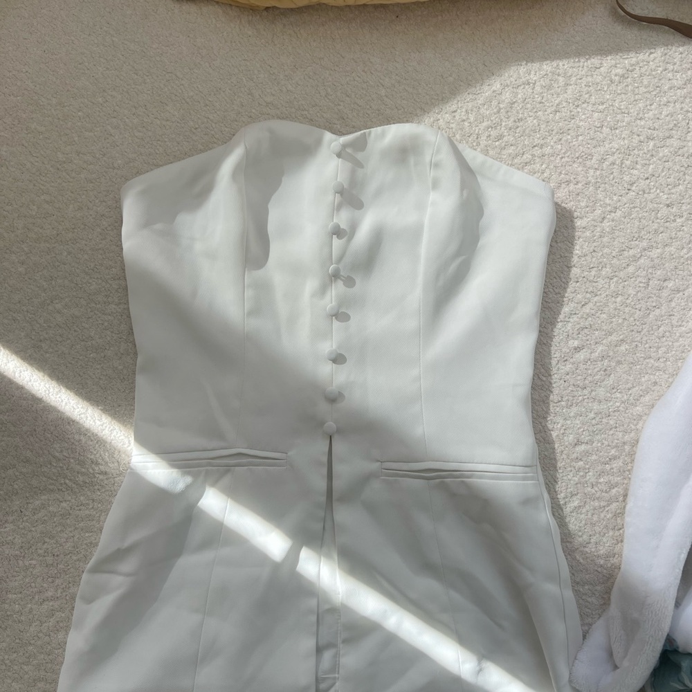 Peppermayo Strapless Ivory Top with Button Accents